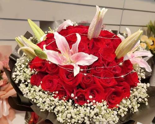 粉色玫瑰鲜花花束视频
