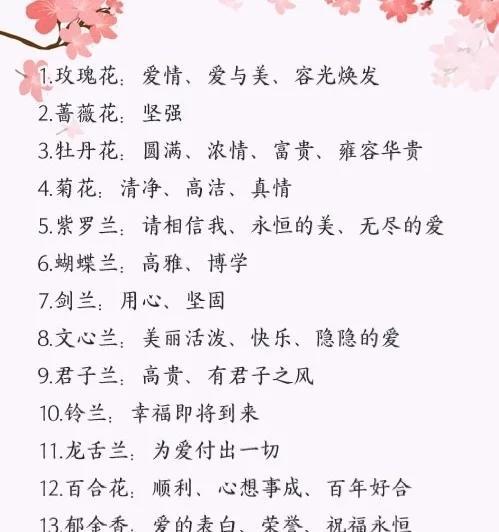 每种花的花语都有哪些？